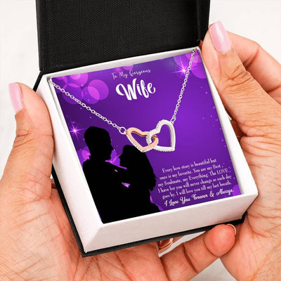 Wife Gift For Wife Birthday Favorite Story Inseparable Love Pendant 18k Rose Gold Finish 16� - Interlocking Hearts Necklace