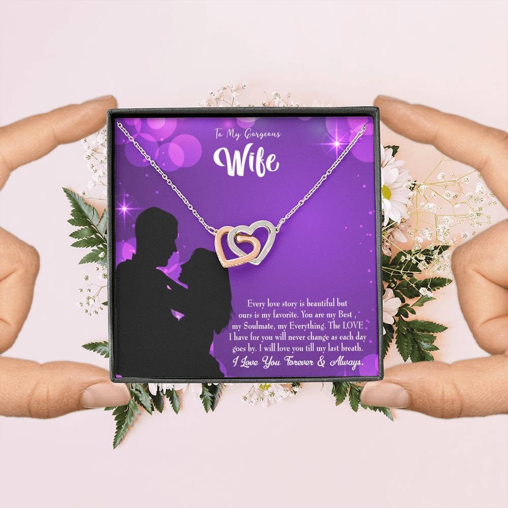 Wife Gift For Wife Birthday Favorite Story Inseparable Love Pendant 18k Rose Gold Finish 16� - Interlocking Hearts Necklace