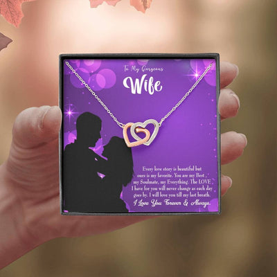 Wife Gift For Wife Birthday Favorite Story Inseparable Love Pendant 18k Rose Gold Finish 16� - Interlocking Hearts Necklace
