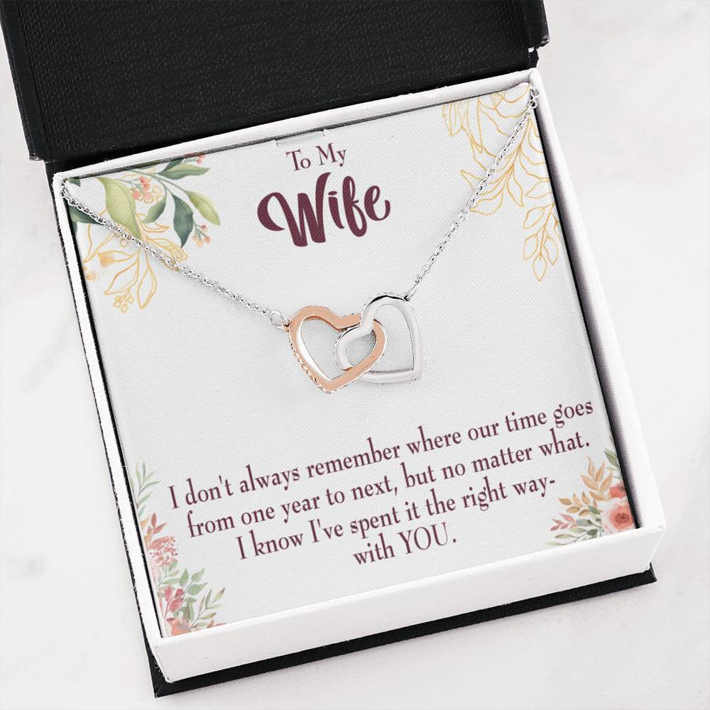 Future Wife Fiance Gift A Time Well Spent Inseparable Love Pendant 18k Rose Gold Finish 16� Engagement Wedding Gift - Interlocking Hearts Necklace