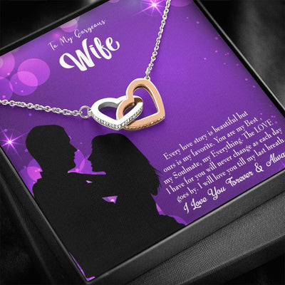 Wife Gift For Wife Birthday Favorite Story Inseparable Love Pendant 18k Rose Gold Finish 16� - Interlocking Hearts Necklace