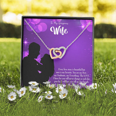 Wife Gift For Wife Birthday Favorite Story Inseparable Love Pendant 18k Rose Gold Finish 16� - Interlocking Hearts Necklace