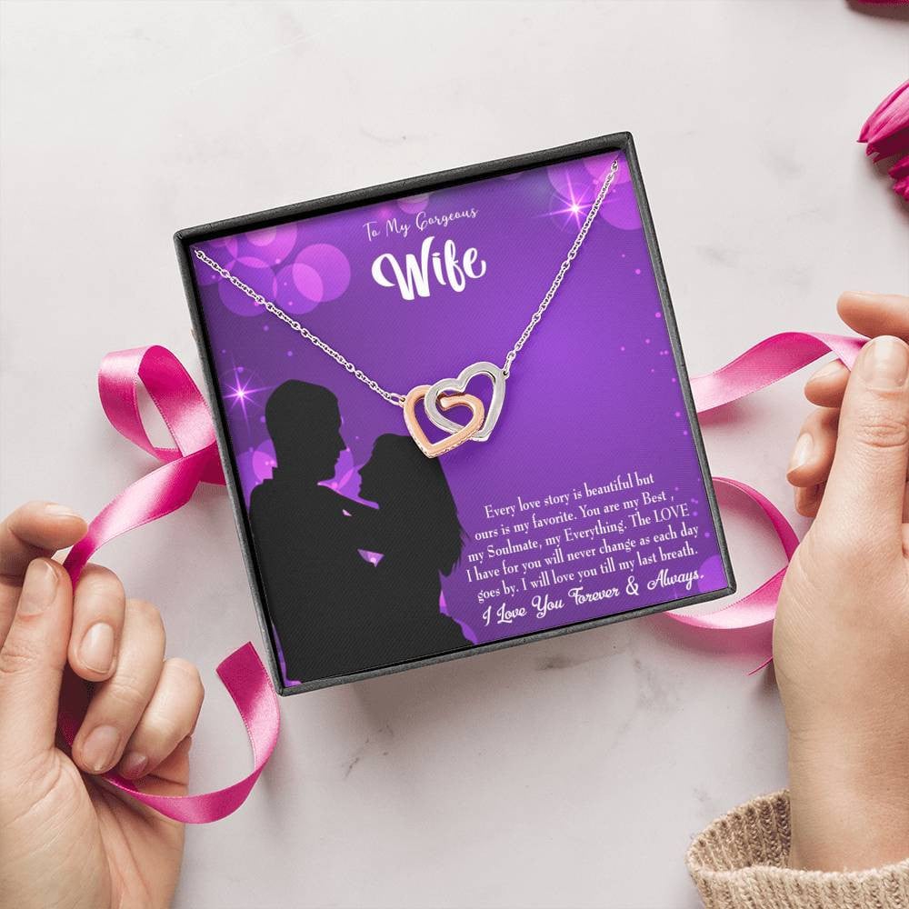Wife Gift For Wife Birthday Favorite Story Inseparable Love Pendant 18k Rose Gold Finish 16� - Interlocking Hearts Necklace