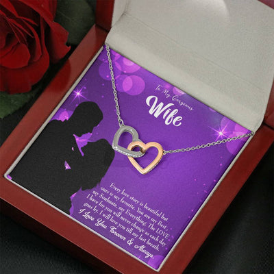 Wife Gift For Wife Birthday Favorite Story Inseparable Love Pendant 18k Rose Gold Finish 16� - Interlocking Hearts Necklace