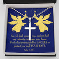 Cross Pendant Necklace Angels Protect You Psalm 91 Message Keepsake Card - Meanful Cross Messages Card Gift Idea