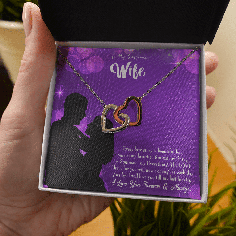 Wife Gift For Wife Birthday Favorite Story Inseparable Love Pendant 18k Rose Gold Finish 16� - Interlocking Hearts Necklace