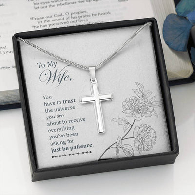 Christian Encouragement Card To My Wifeyou Have To Trust Faith Cross Necklace Stainless Steel Pendant Religious Gift - Meanful Cross Messages Card Gift Idea