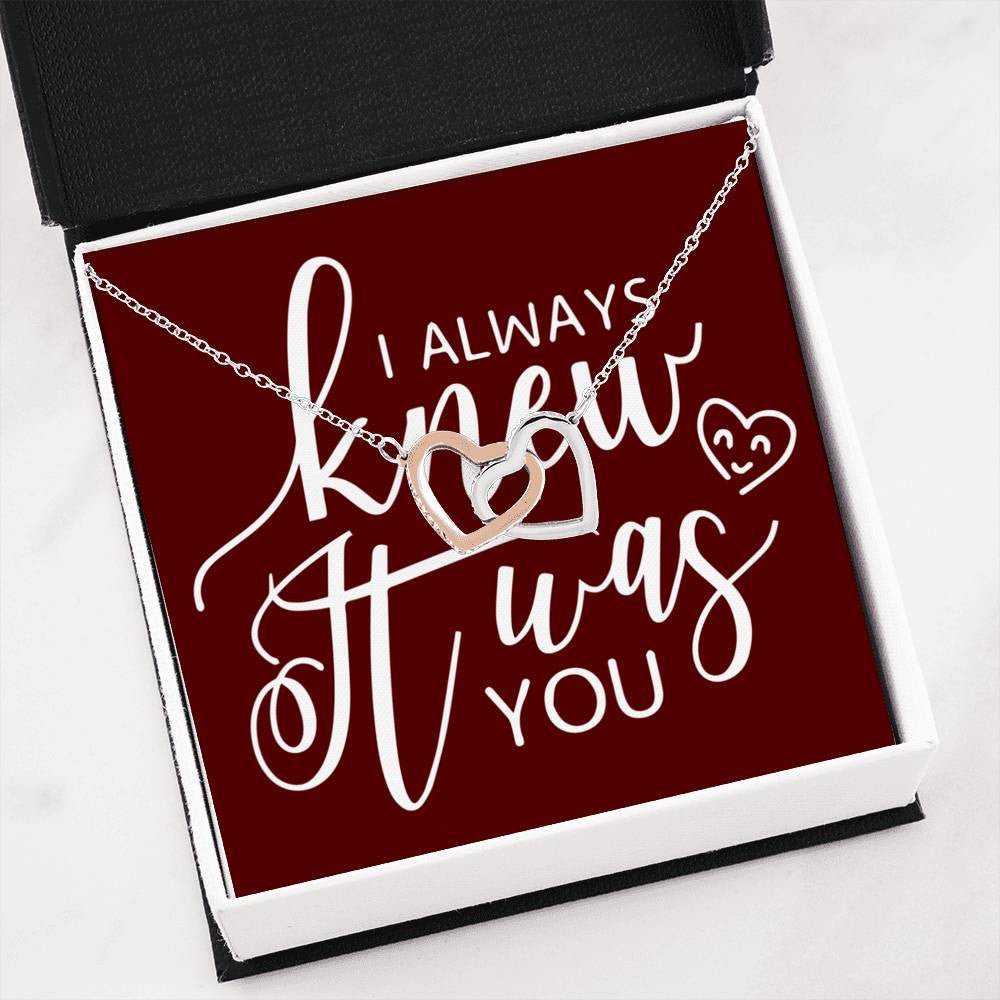 Future Wife Fiance Gift I Always Knew It Was You Inseparable Love Pendant 18k Rose Gold Finish 16� Engagement Wedding Gift - Interlocking Hearts Necklace