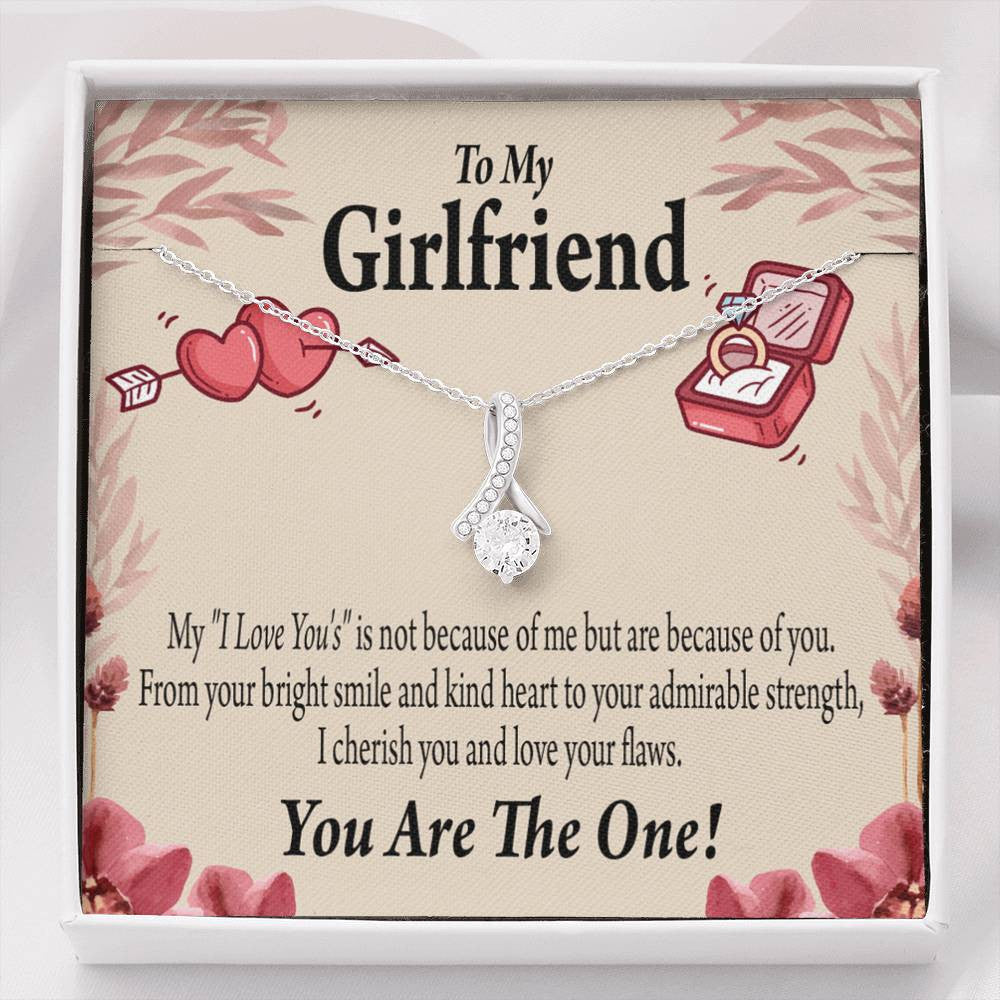 To My Girlfriend The One Message Card W Mahogany Style Luxury Box Eternity Ribbon Stone Necklace - Alluring Beauty Necklace Gift For Her