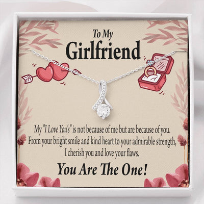 To My Girlfriend The One Message Card W Mahogany Style Luxury Box Eternity Ribbon Stone Necklace - Alluring Beauty Necklace Gift For Her