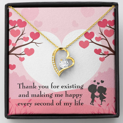 To My Wife Girlfriend You Make Me Happy Message Card Forever Necklace - Forever Love Necklace Gift Idea For Woman