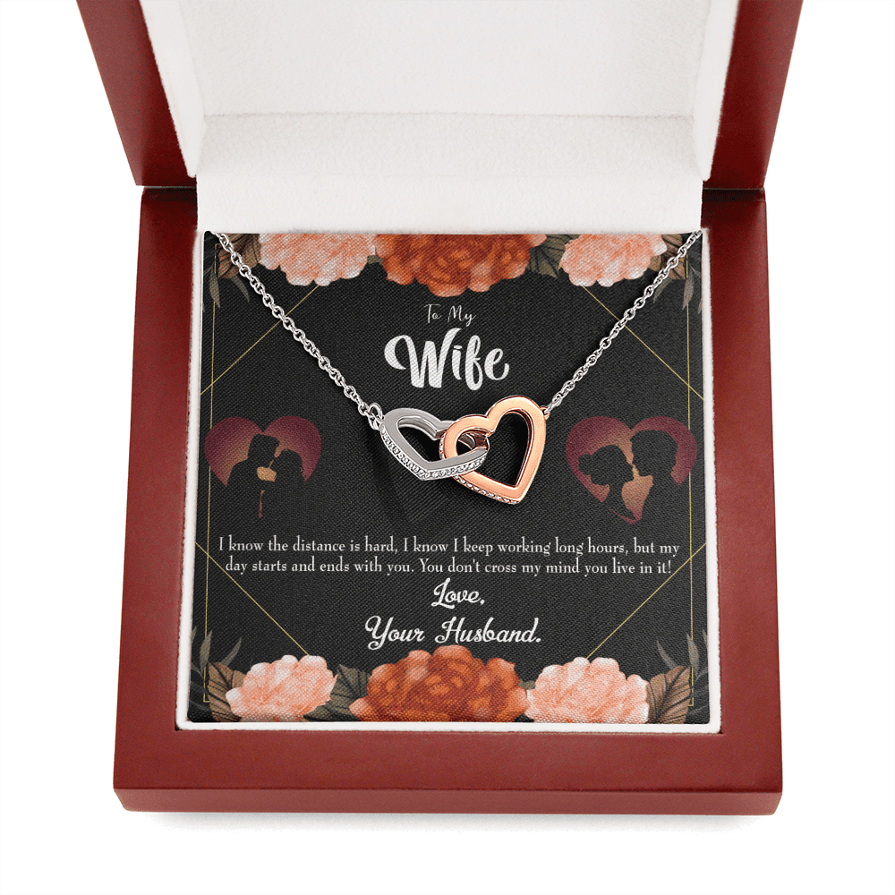 Wife Gift For Wife Birthday To Wife Always On My Mind Inseparable Love Pendant 18k Rose Gold Finish 16� - Interlocking Hearts Necklace