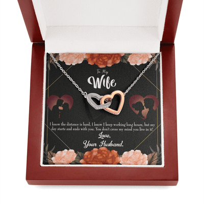 Wife Gift For Wife Birthday To Wife Always On My Mind Inseparable Love Pendant 18k Rose Gold Finish 16� - Interlocking Hearts Necklace