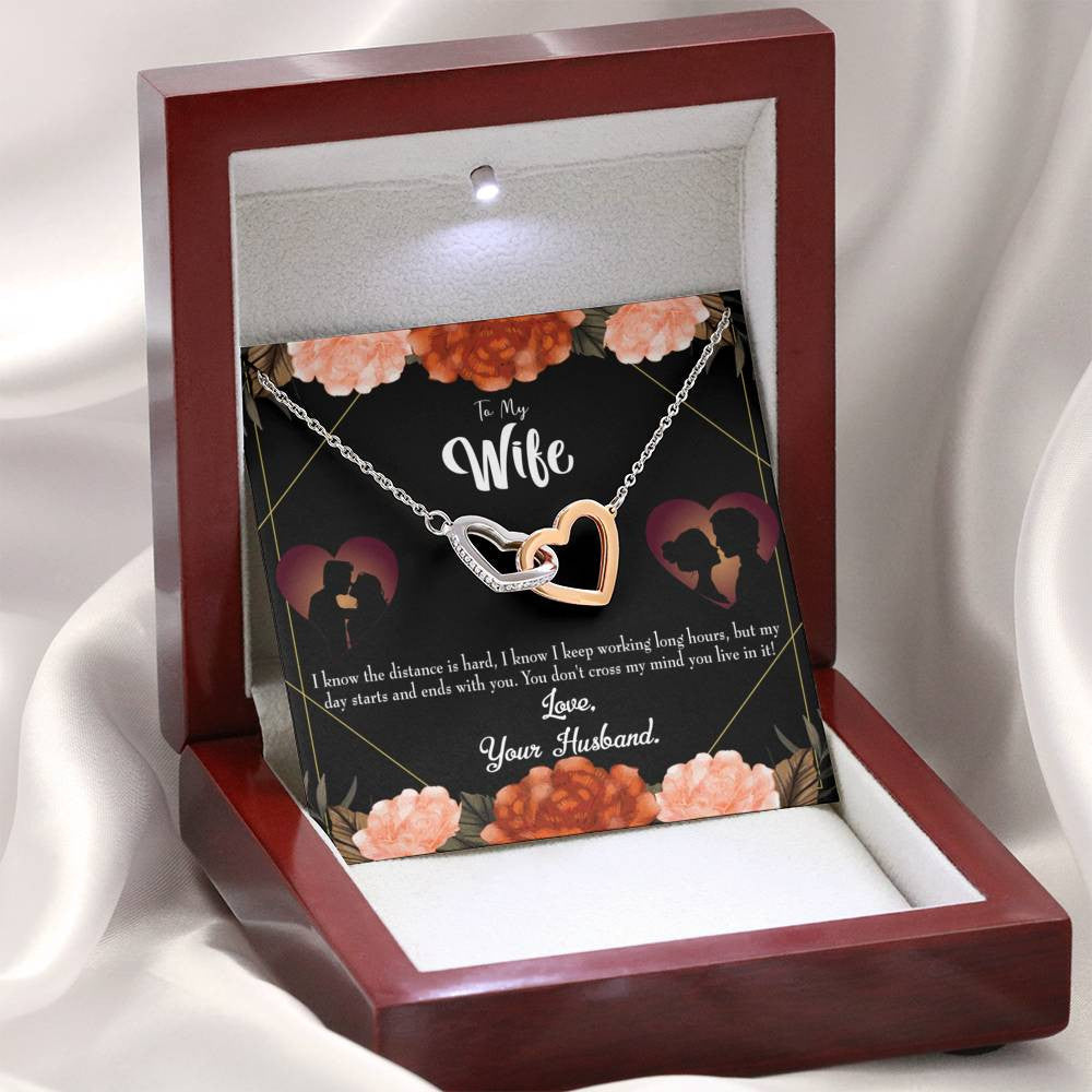 Wife Gift For Wife Birthday To Wife Always On My Mind Inseparable Love Pendant 18k Rose Gold Finish 16� - Interlocking Hearts Necklace