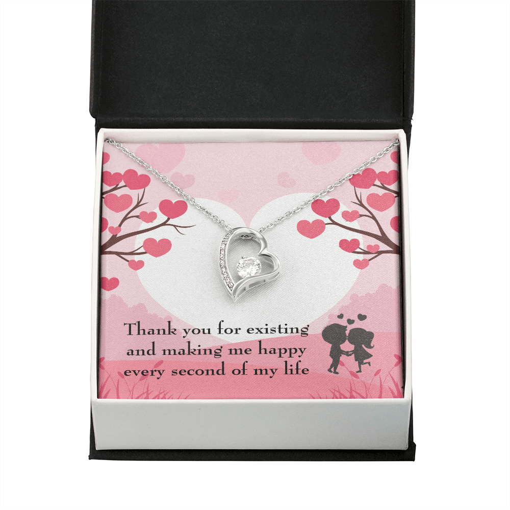 To My Wife Girlfriend You Make Me Happy Message Card Forever Necklace - Forever Love Necklace Gift Idea For Woman