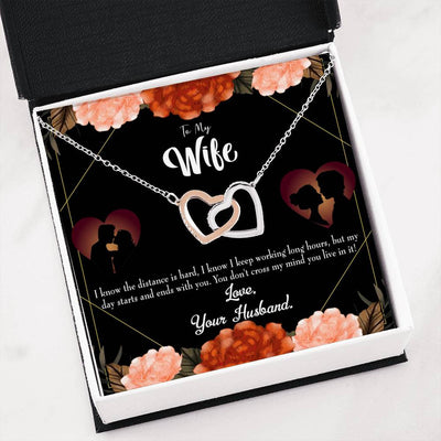 Wife Gift For Wife Birthday To Wife Always On My Mind Inseparable Love Pendant 18k Rose Gold Finish 16� - Interlocking Hearts Necklace