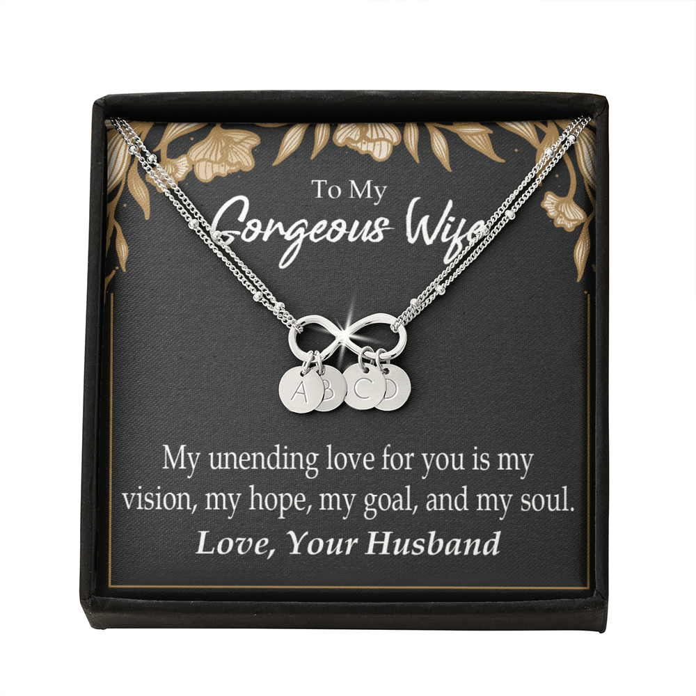 To My Wife My Unending Love For You Infinity Bracelet With Initial Charms - Infinity Bracelet