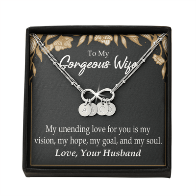 To My Wife My Unending Love For You Infinity Bracelet With Initial Charms - Infinity Bracelet