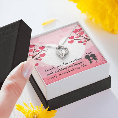To My Wife Girlfriend You Make Me Happy Message Card Forever Necklace - Forever Love Necklace Gift Idea For Woman