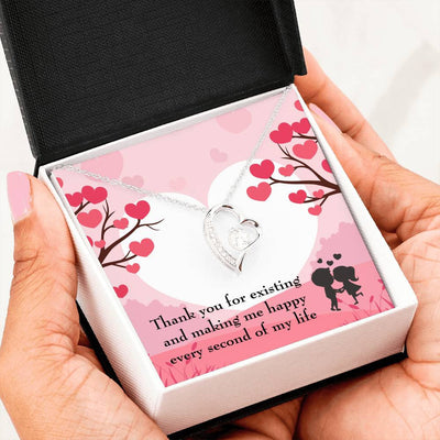 To My Wife Girlfriend You Make Me Happy Message Card Forever Necklace - Forever Love Necklace Gift Idea For Woman