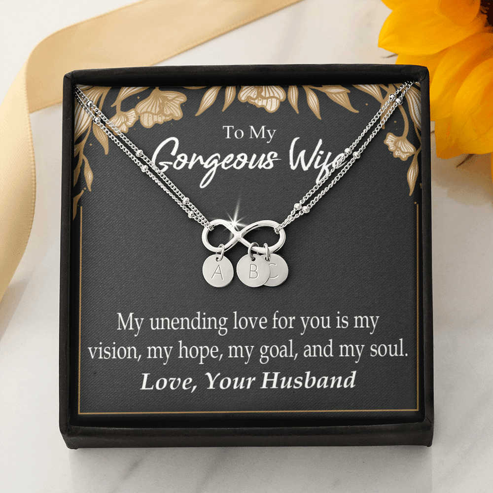 To My Wife My Unending Love For You Infinity Bracelet With Initial Charms - Infinity Bracelet