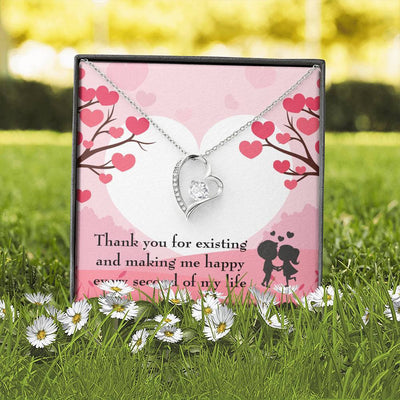 To My Wife Girlfriend You Make Me Happy Message Card Forever Necklace - Forever Love Necklace Gift Idea For Woman