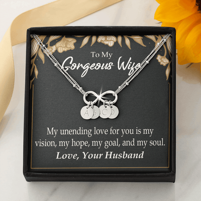 To My Wife My Unending Love For You Infinity Bracelet With Initial Charms - Infinity Bracelet
