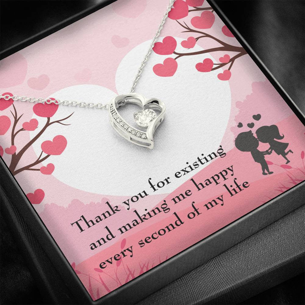 To My Wife Girlfriend You Make Me Happy Message Card Forever Necklace - Forever Love Necklace Gift Idea For Woman