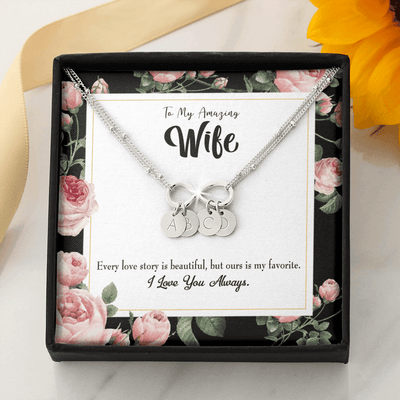 To My Wife Our Story Infinity Bracelet With Initial Charms - Infinity Bracelet