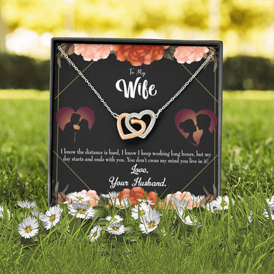 Wife Gift For Wife Birthday To Wife Always On My Mind Inseparable Love Pendant 18k Rose Gold Finish 16� - Interlocking Hearts Necklace