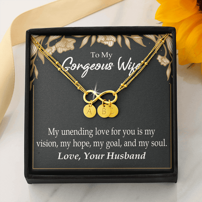 To My Wife My Unending Love For You Infinity Bracelet With Initial Charms - Infinity Bracelet