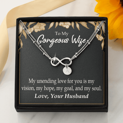 To My Wife My Unending Love For You Infinity Bracelet With Initial Charms - Infinity Bracelet