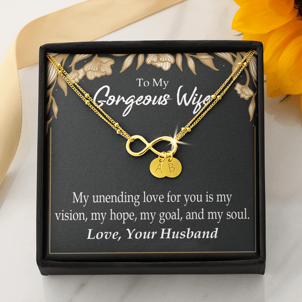 To My Wife My Unending Love For You Infinity Bracelet With Initial Charms - Infinity Bracelet