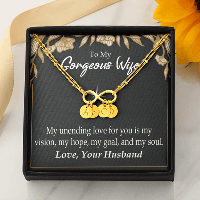 To My Wife My Unending Love For You Infinity Bracelet With Initial Charms - Infinity Bracelet