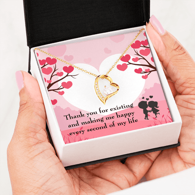 To My Wife Girlfriend You Make Me Happy Message Card Forever Necklace - Forever Love Necklace Gift Idea For Woman