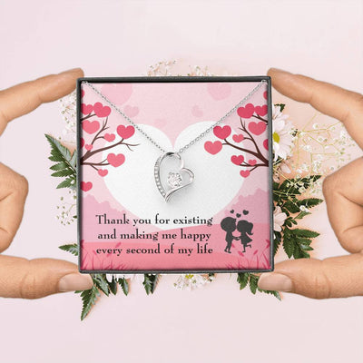 To My Wife Girlfriend You Make Me Happy Message Card Forever Necklace - Forever Love Necklace Gift Idea For Woman