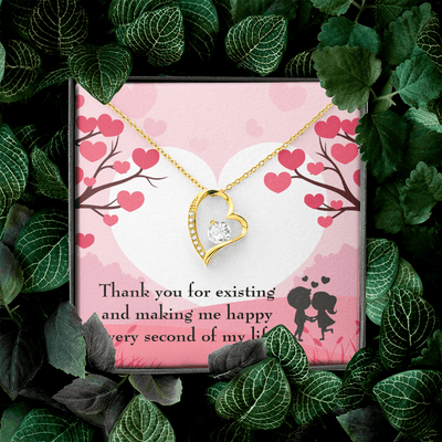 To My Wife Girlfriend You Make Me Happy Message Card Forever Necklace - Forever Love Necklace Gift Idea For Woman