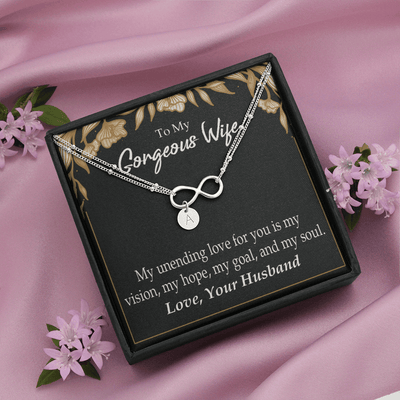 To My Wife My Unending Love For You Infinity Bracelet With Initial Charms - Infinity Bracelet