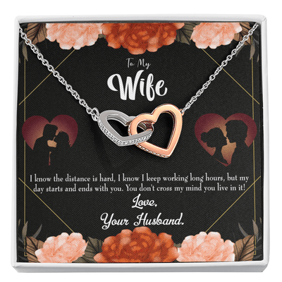 Wife Gift For Wife Birthday To Wife Always On My Mind Inseparable Love Pendant 18k Rose Gold Finish 16� - Interlocking Hearts Necklace
