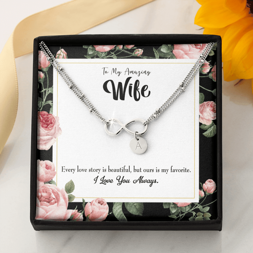 To My Wife Our Story Infinity Bracelet With Initial Charms - Infinity Bracelet