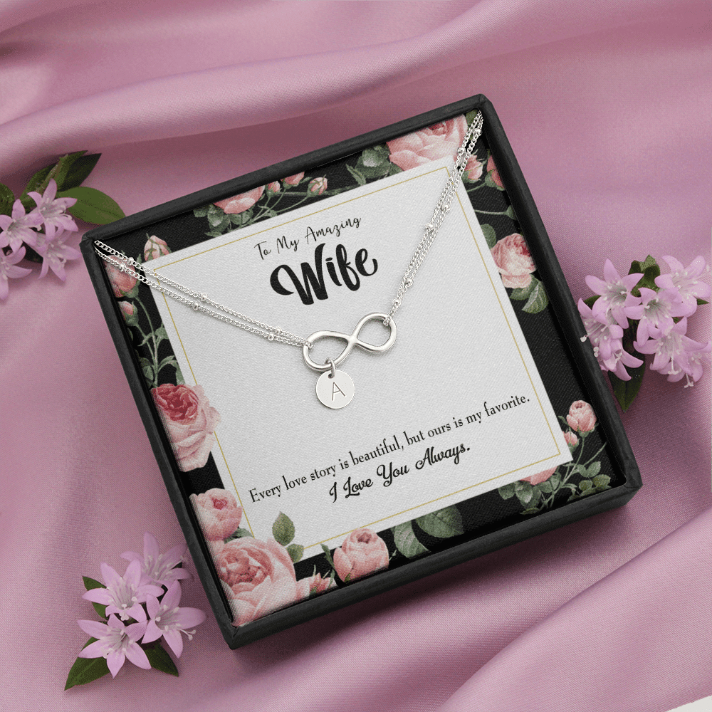 To My Wife Our Story Infinity Bracelet With Initial Charms - Infinity Bracelet