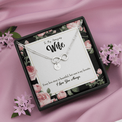 To My Wife Our Story Infinity Bracelet With Initial Charms - Infinity Bracelet