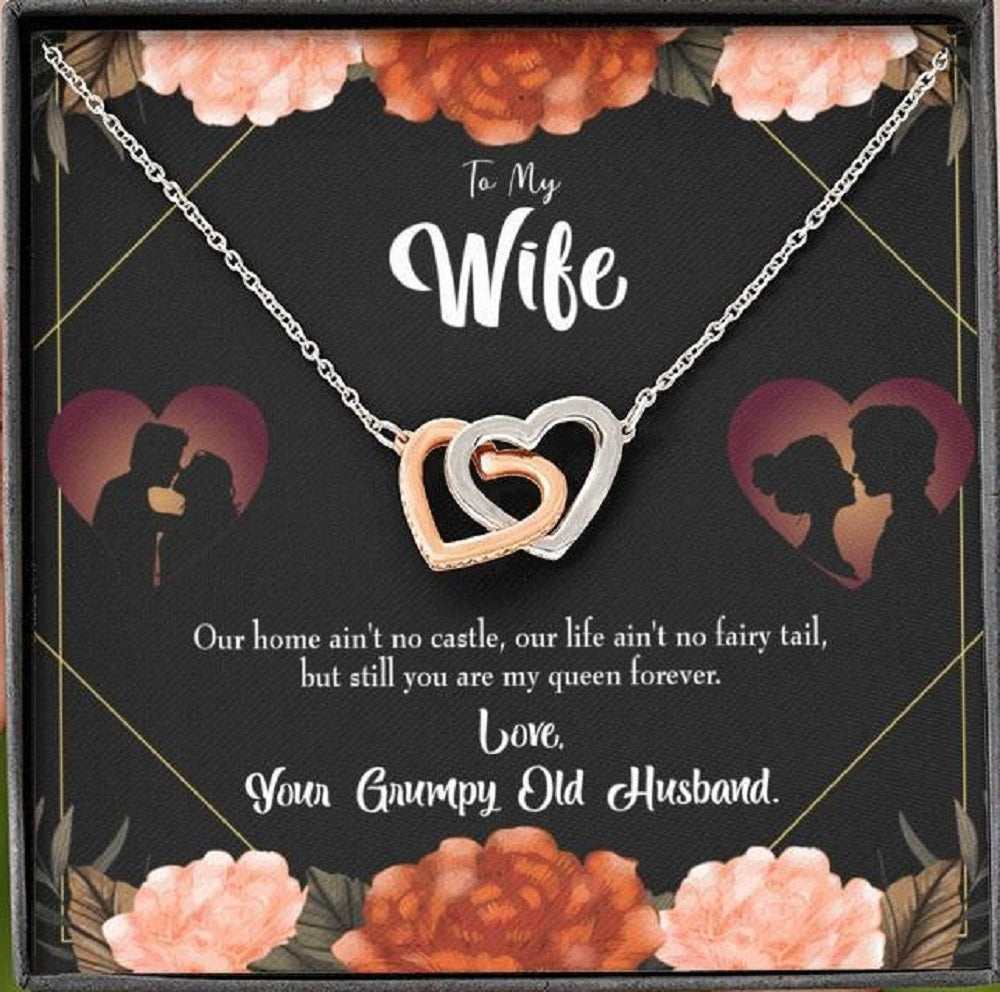 Wife Gift For Wife Birthday Fairytale Life Inseparable Love Pendant 18k Rose Gold Finish 16� - Interlocking Hearts Necklace
