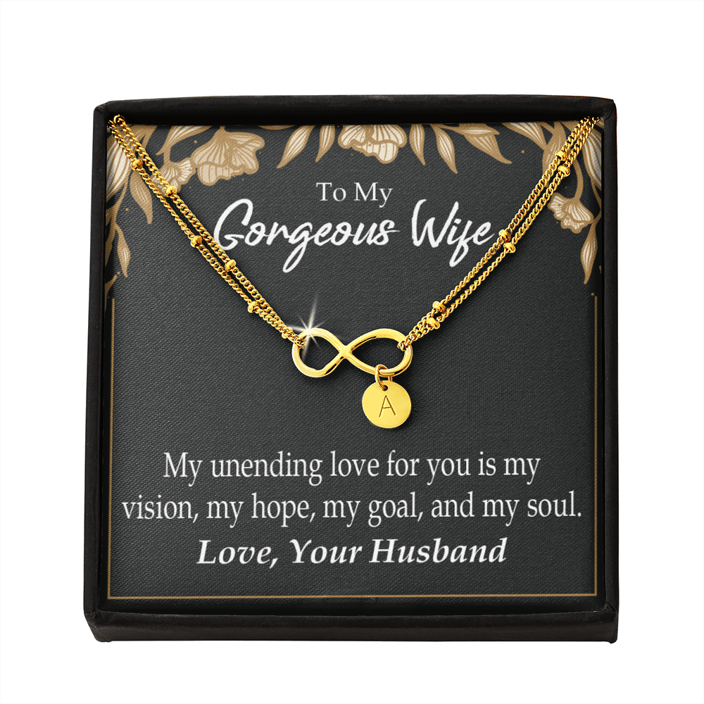 To My Wife My Unending Love For You Infinity Bracelet With Initial Charms - Infinity Bracelet
