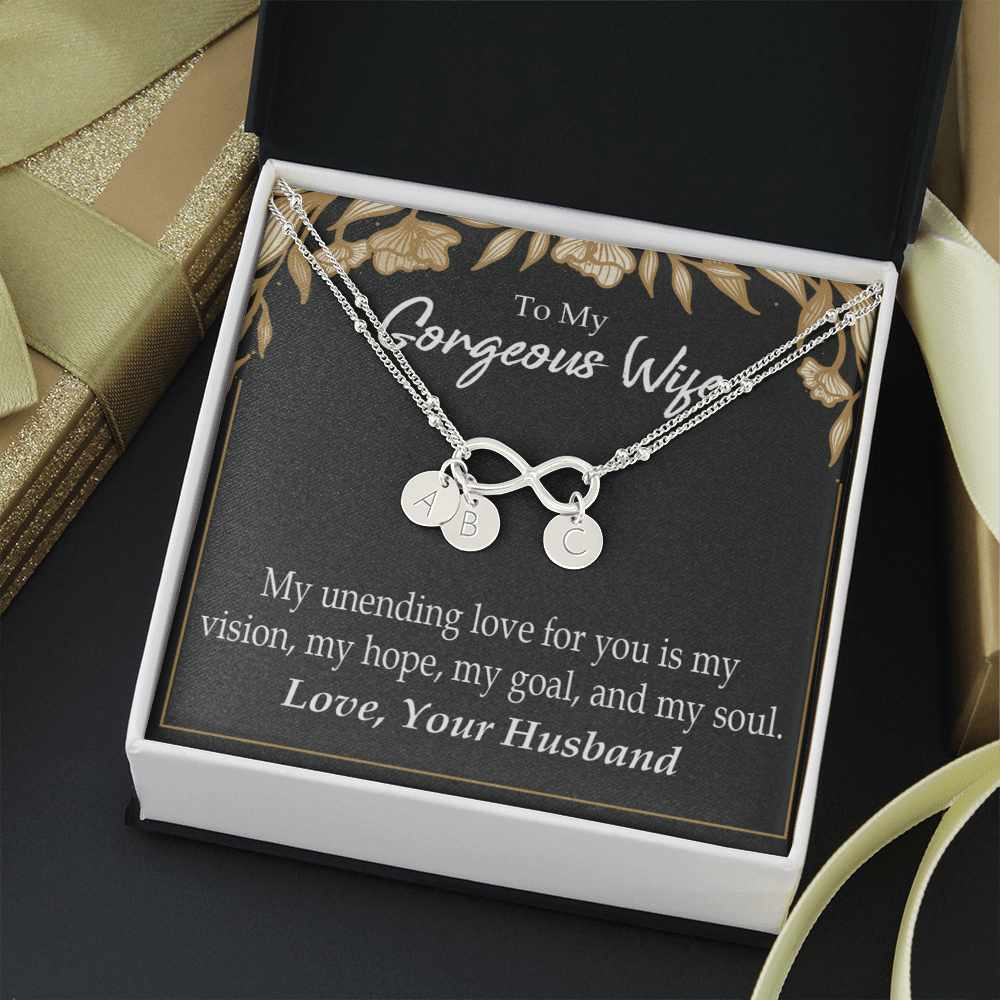 To My Wife My Unending Love For You Infinity Bracelet With Initial Charms - Infinity Bracelet