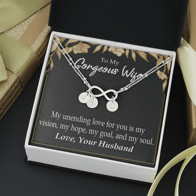 To My Wife My Unending Love For You Infinity Bracelet With Initial Charms - Infinity Bracelet