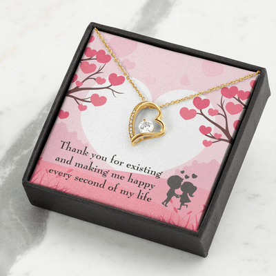 To My Wife Girlfriend You Make Me Happy Message Card Forever Necklace - Forever Love Necklace Gift Idea For Woman