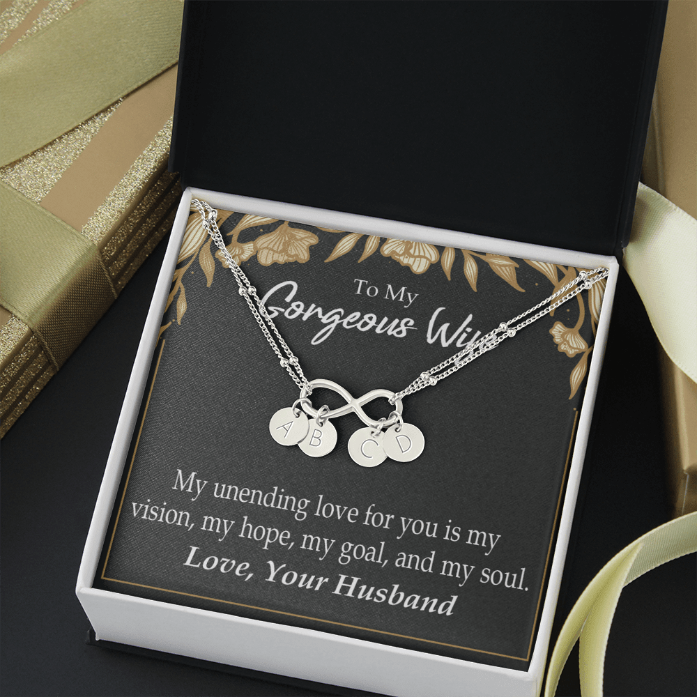 To My Wife My Unending Love For You Infinity Bracelet With Initial Charms - Infinity Bracelet