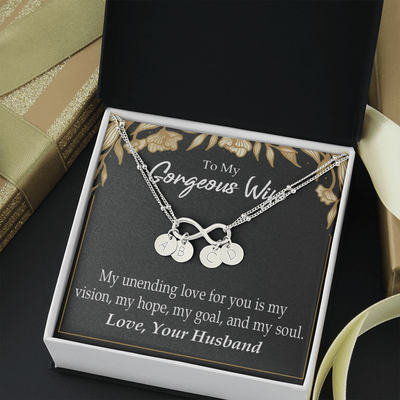 To My Wife My Unending Love For You Infinity Bracelet With Initial Charms - Infinity Bracelet