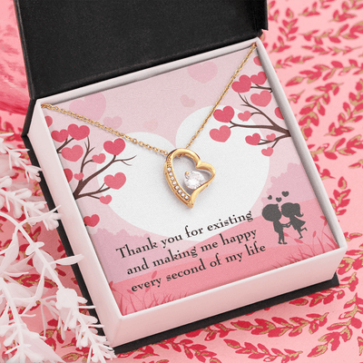 To My Wife Girlfriend You Make Me Happy Message Card Forever Necklace - Forever Love Necklace Gift Idea For Woman